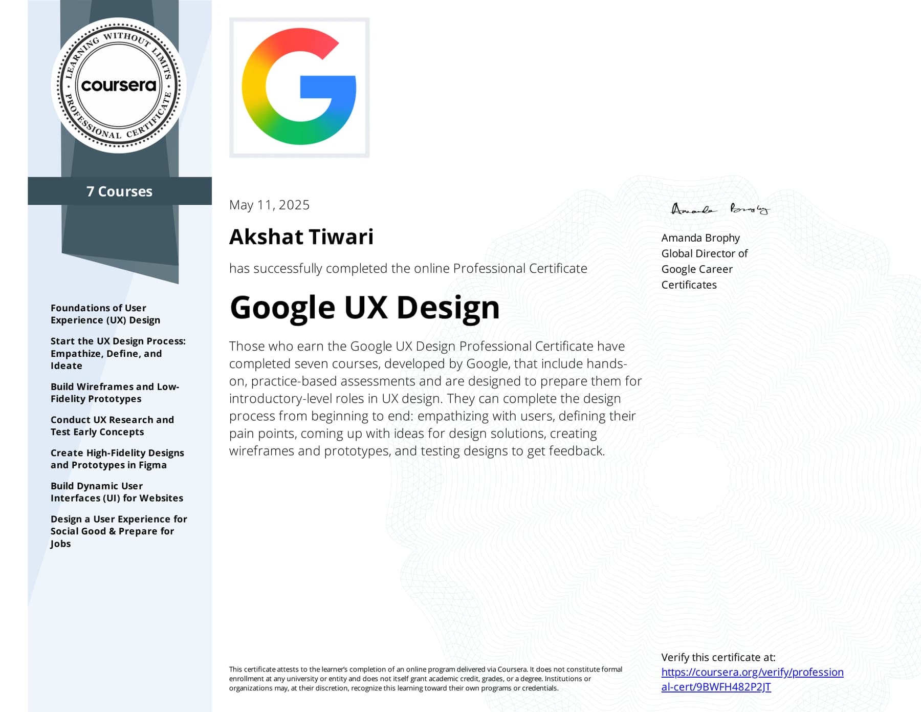Preview of Google UX Design certificate