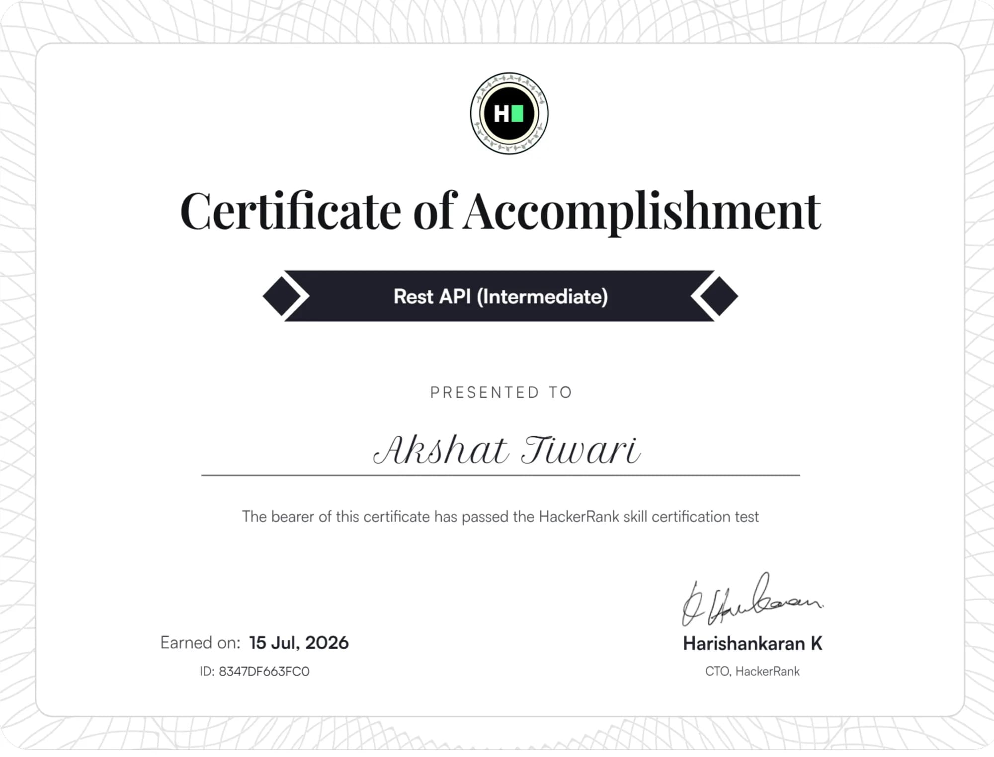 Preview of Rest API (Intermediate) certificate